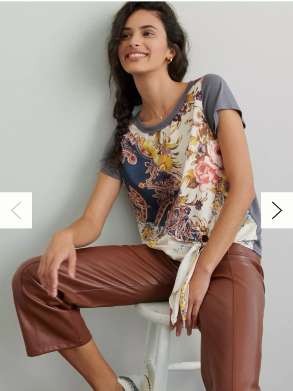 Anthropologie Tiny Jodie Tie-Front Tee Size Large